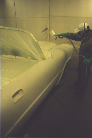  Painting the car.